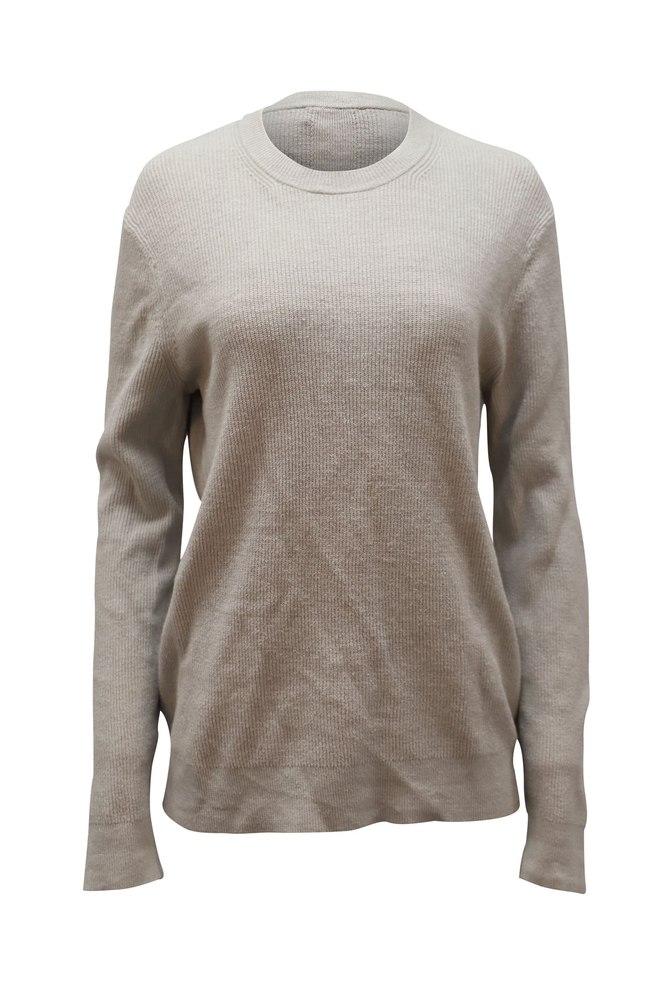 Theory Ribbed Crewneck Sweater in Grey Polyester 7766547300412