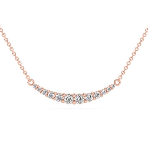 1/2Ct TW Diamond Graduated Bar Necklace 14k Gold Lab Grown Pendant 28mm