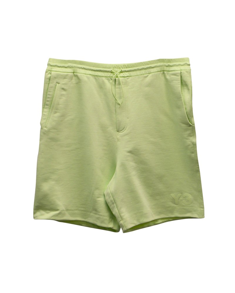 Y-3 Drawstring Shorts in Lime Green Cotton 7766548873276