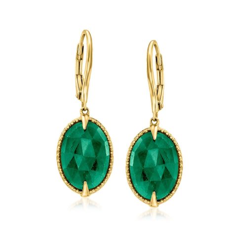 Ross-Simons Emerald Drop Earrings in 18kt Gold Over Sterling