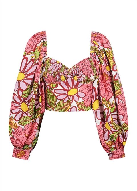 Women’s Exaggerated Puff Sleeve Top In Frida