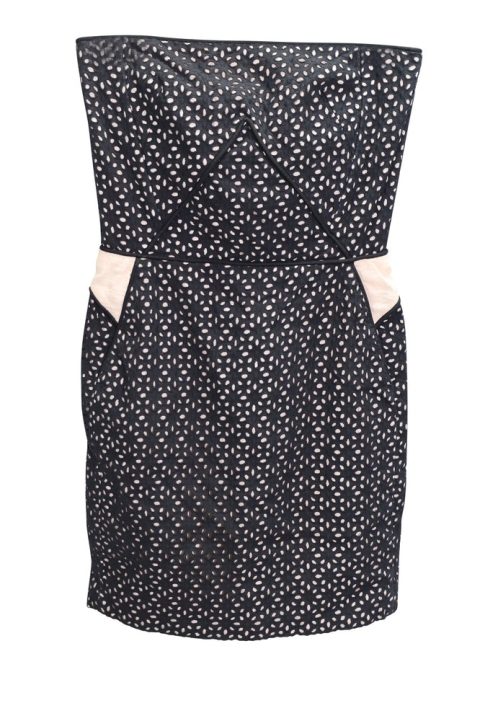 Maje Eyelet Tube Mini Dress in Black Cotton 7766568271932