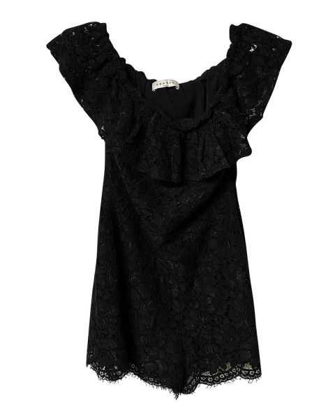 Sandro Off-shoulder Romper in Black Polyester 7766569943100