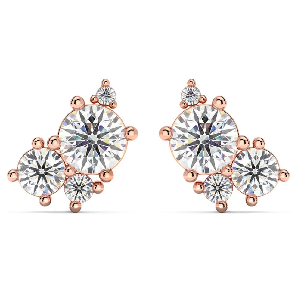 G/VS 2.50Ct Diamond Studs Bouquet Earrings 14k Gold Lab Grown 11.5mm