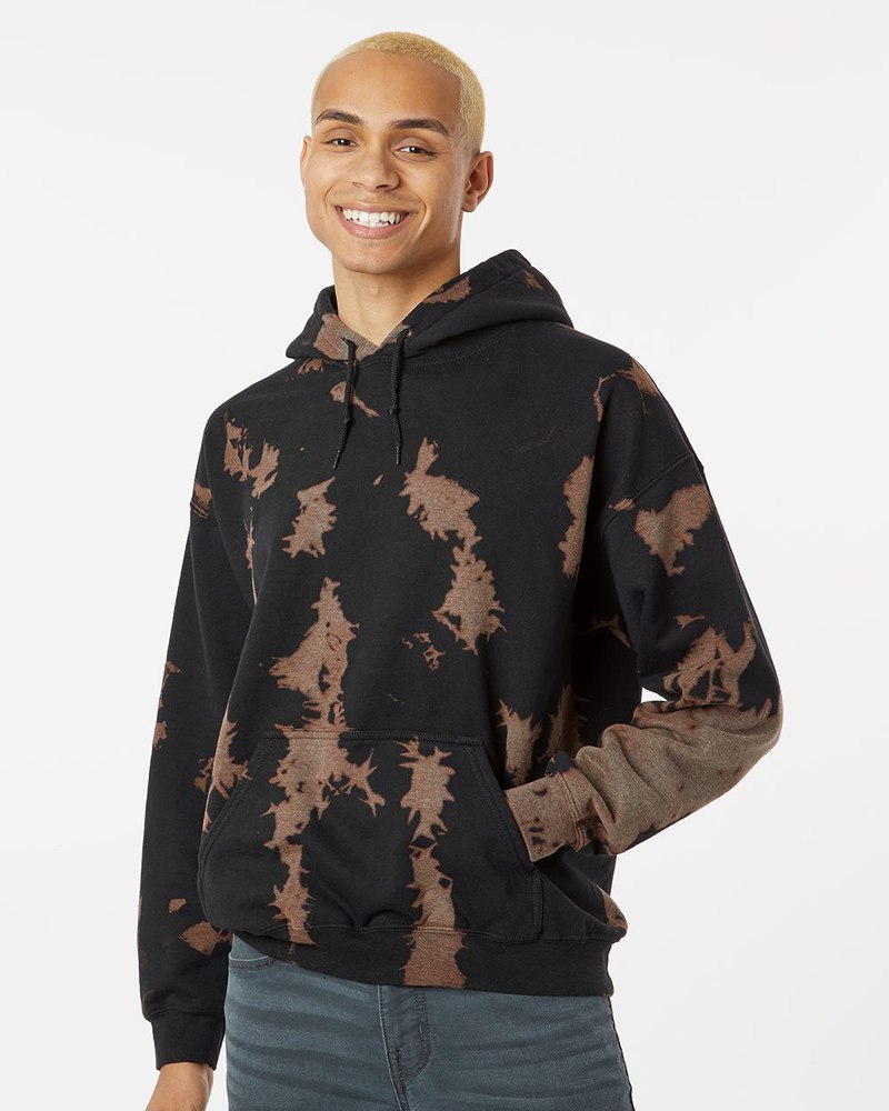 Dyenomite Men’s Essential Fleece Bleach Wash Hooded Sweatshirt