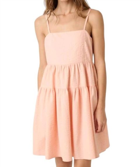 Texture Babydoll Tank Dress In Peach Coral 7766574039100