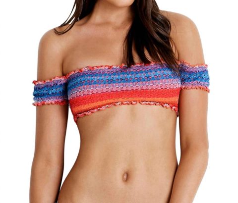 Off The Shoulder Bikini Top In Sea Red 7676689416252