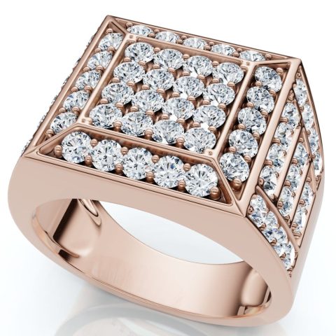 Men’s 3Ct Square Diamond Fashion Pinky Ring 10k Gold Lab Grown