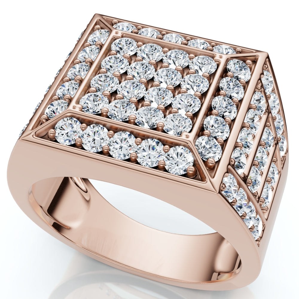 Men’s 3Ct Square Diamond Fashion Pinky Ring 10k Gold Lab Grown