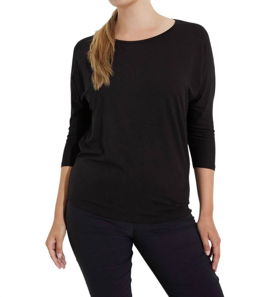 Rounded Neck Top In Black 7676697280572