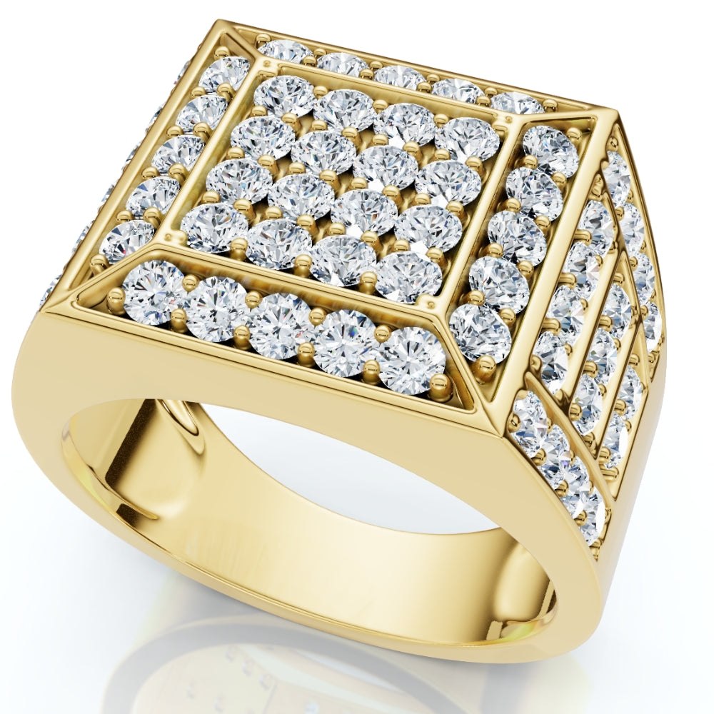3Ct Diamond Men’s Cluster Anniversary Wedding Ring in 10k Yellow Gold