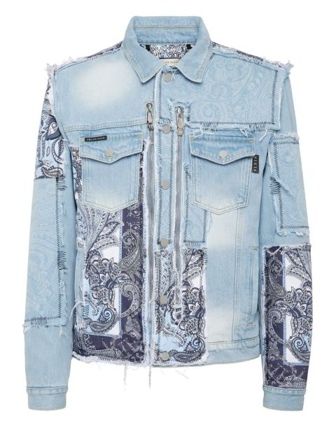 Denim Jacket Paisley Bandana Patchwork 7676702982204