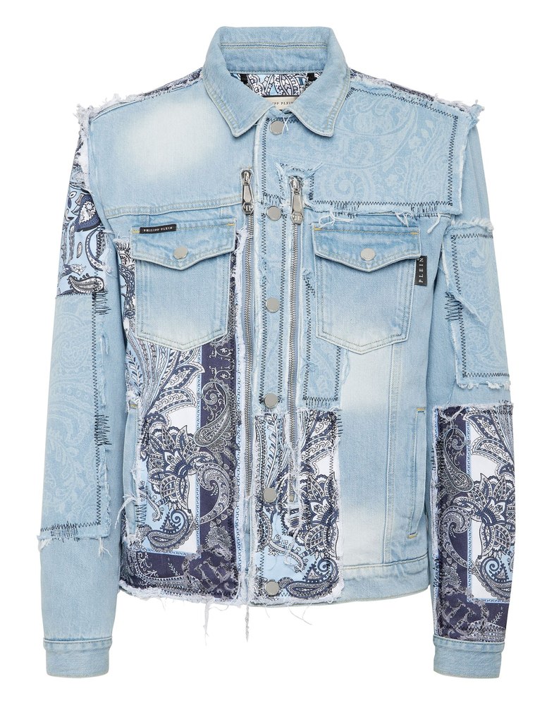 Denim Jacket Paisley Bandana Patchwork 7676702982204