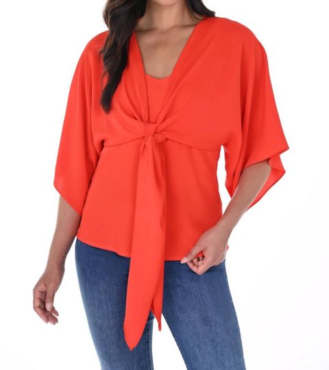 Draped Open Front Cardigan In Rouge 7676699803708