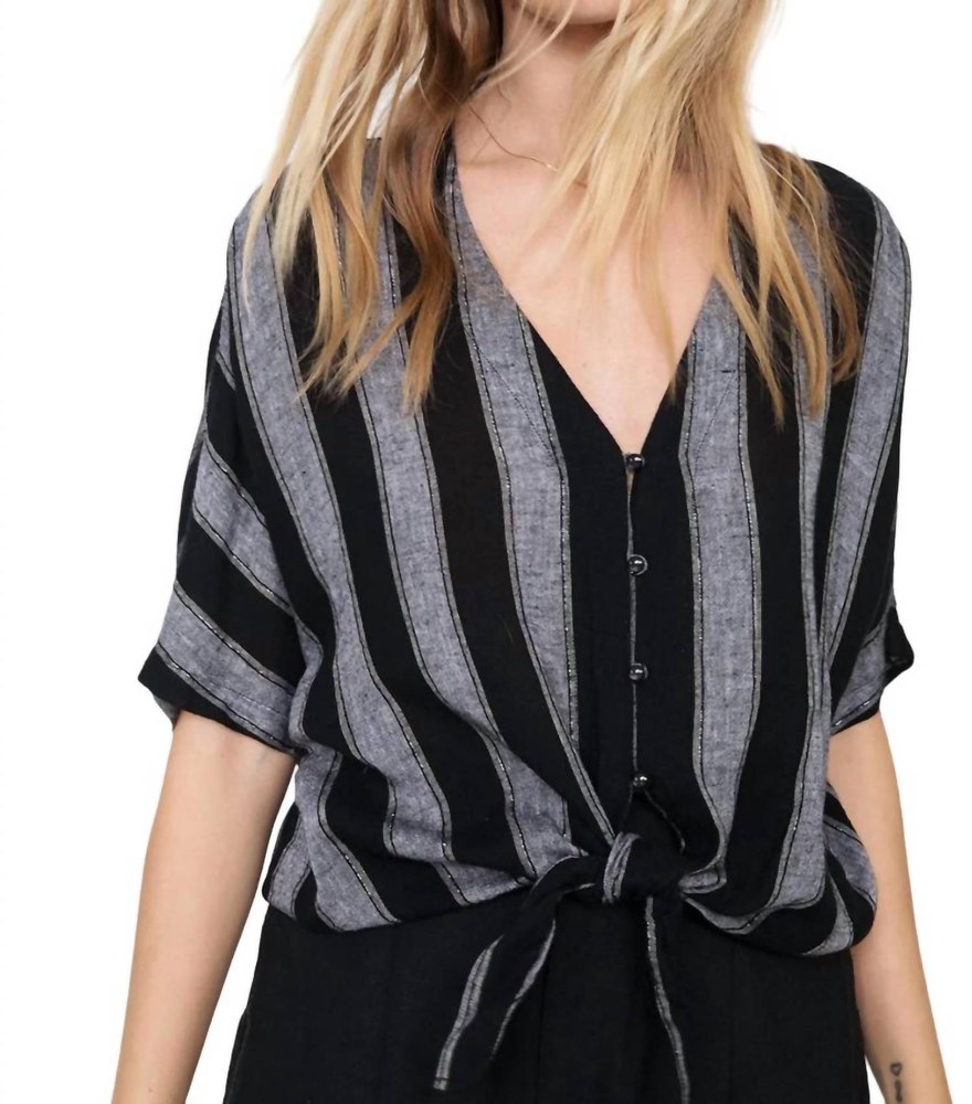 Thea Thompson Stripe Top In Black/grey
