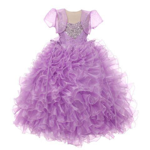 Little Girls Lilac Heart Shape Beaded Organza Jacket Pageant Dress 4-6