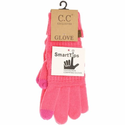 Women’s Solid Cable Knit Gloves In New Candy Pink