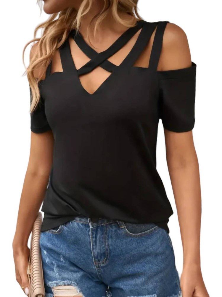 Off The Shoulder Strappy Top In Black 7766586753084
