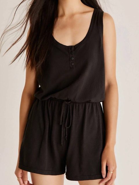 Demi Slub Romper In Black
