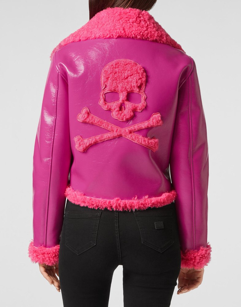 Eco Shearling Short Biker Jacket Skull&Bones 7676713893948