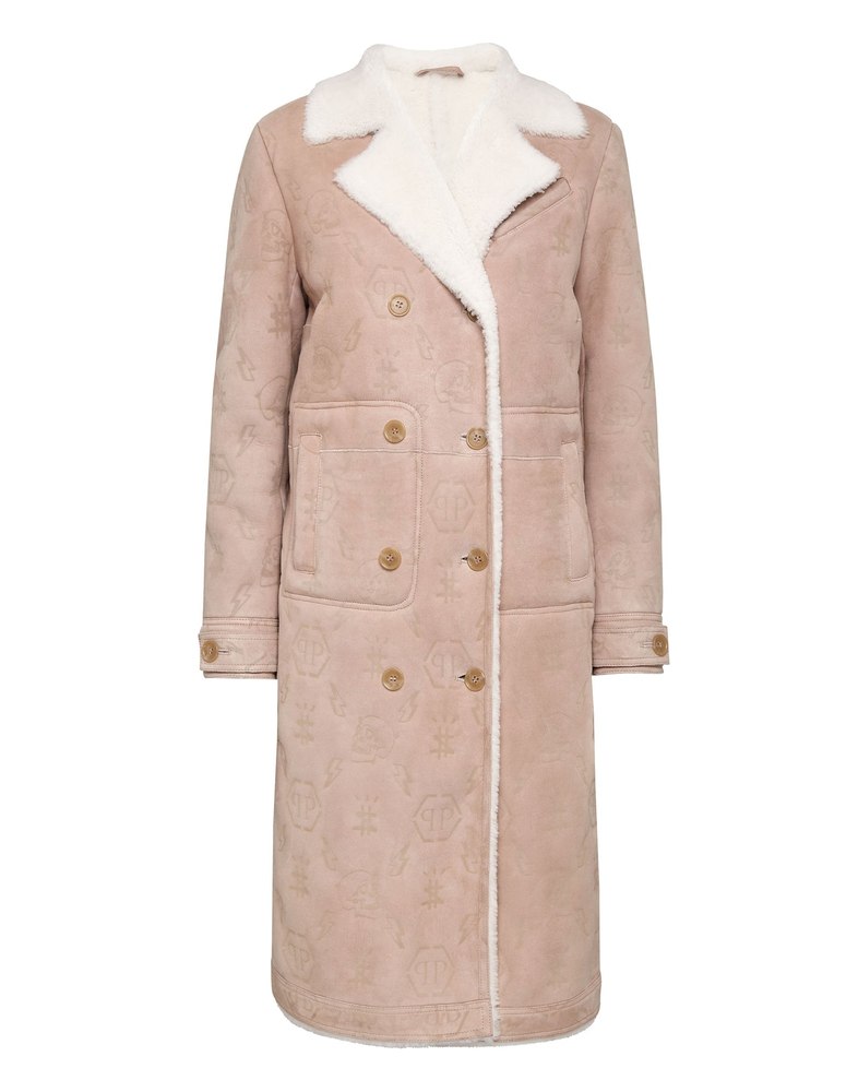 Shearling Leather Long Coat Monogram 7676717236284