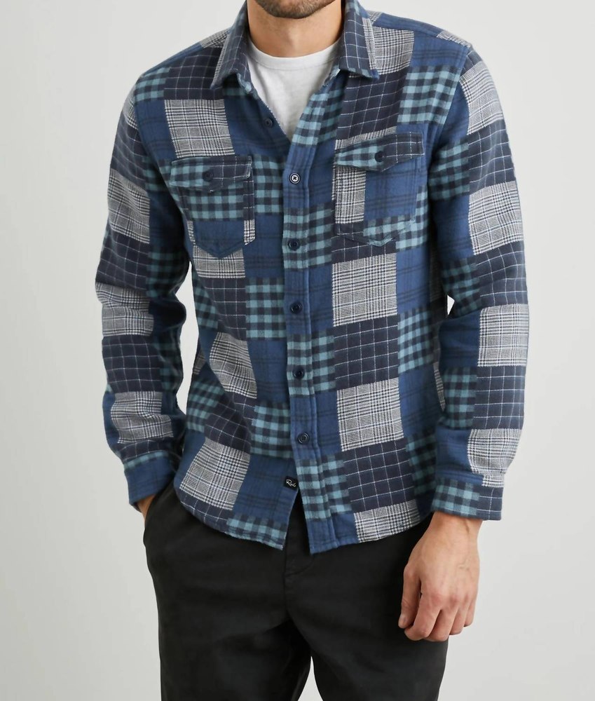 Banton Button Down Shirt In Blue Patchwork