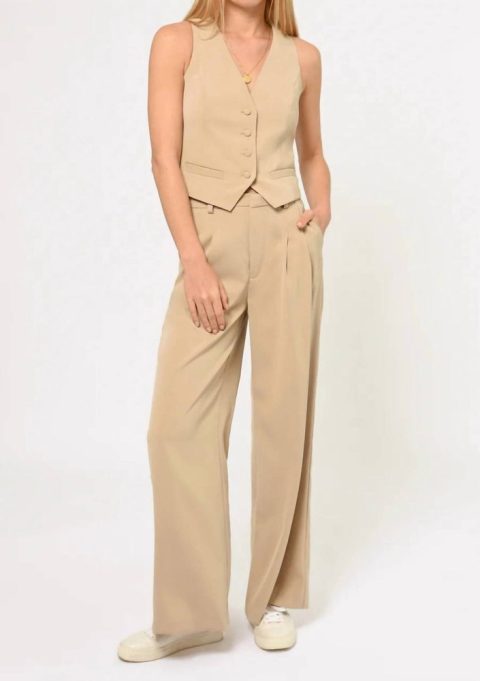 Stanley Wide Leg Trousers In Khaki 7676734144572
