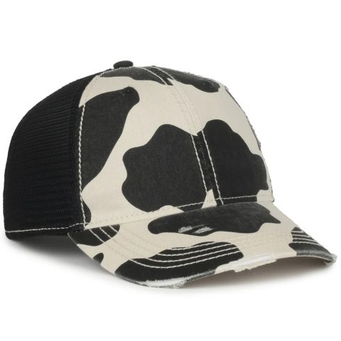 Outdoor Cap OC801P Holstein – Black Unstructured Trucker Hat