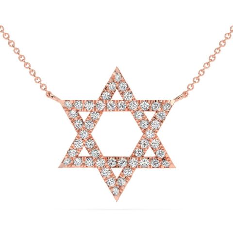 1Ct TW Diamond Jewish Star Pendant 14k Gold Lab Grown Necklace 1