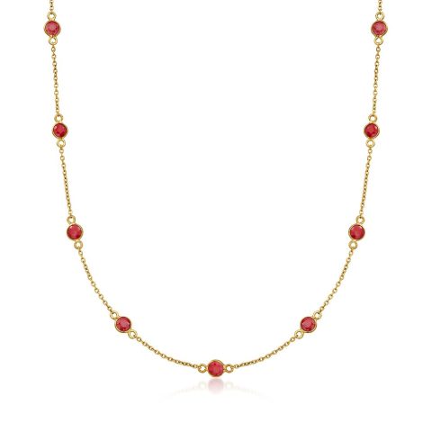 Ross-Simons Ruby Station Necklace in 18kt Gold Over Sterling