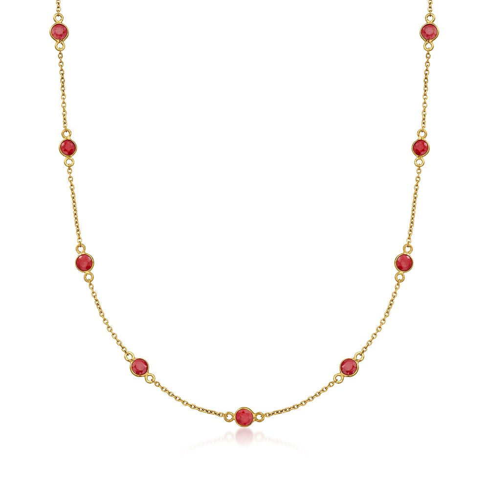 Ross-Simons Ruby Station Necklace in 18kt Gold Over Sterling