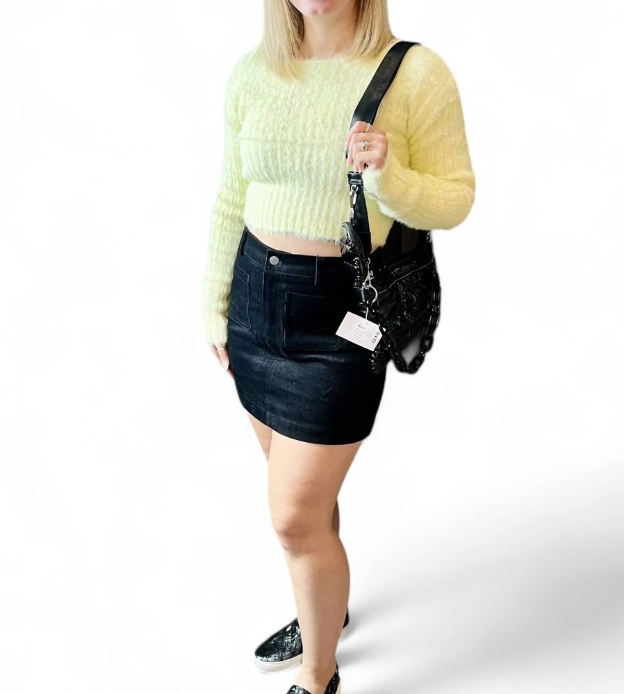 Awaiting Fall Corduroy High-Waisted Mini Skirt In Black 7766606643260