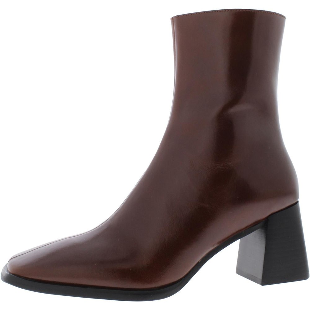 SHERPAL Leather Stacked Heel Ankle Boots