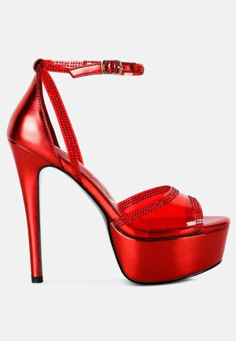 Cinderella Rhinestones Embellished Stiletto Platform Sandals 7766628565052