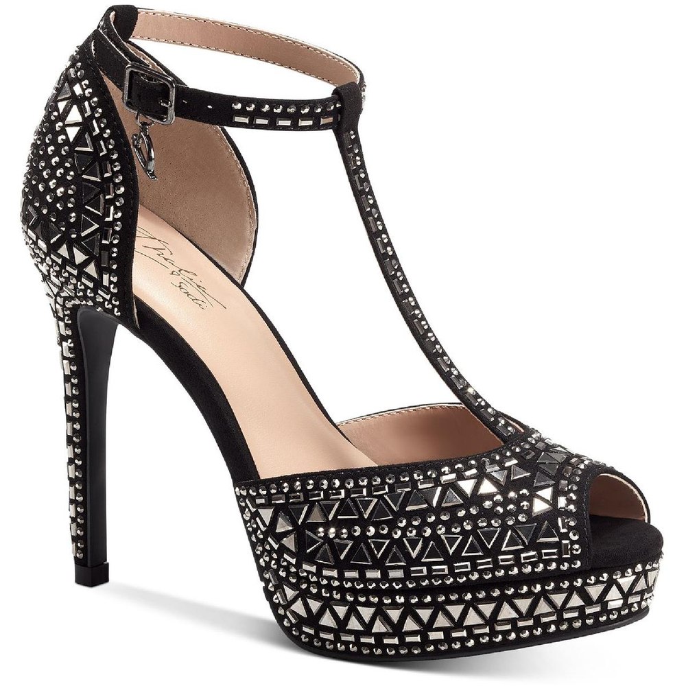 Chace Rhinestone Peep Toe Pumps