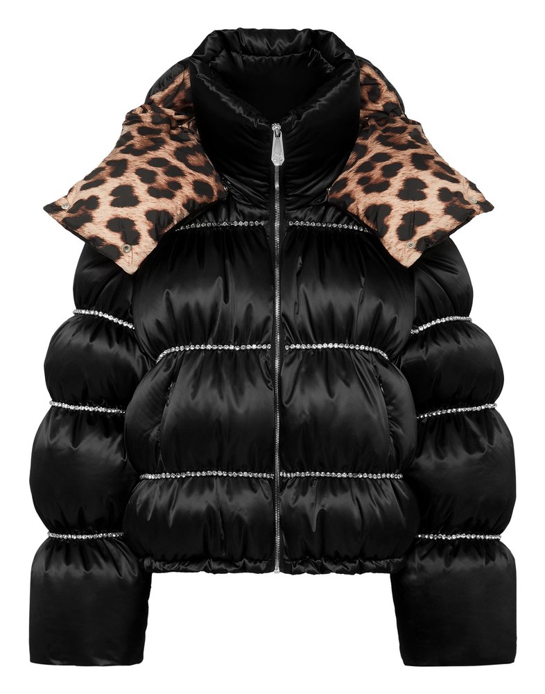 Down Puffer Jacket Flame with Crystals 7676757377084