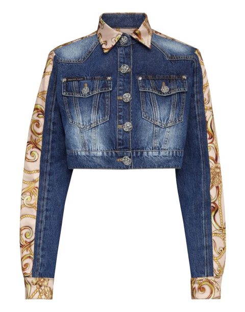 Denim Cropped Jacket New Baroque 7676758687804
