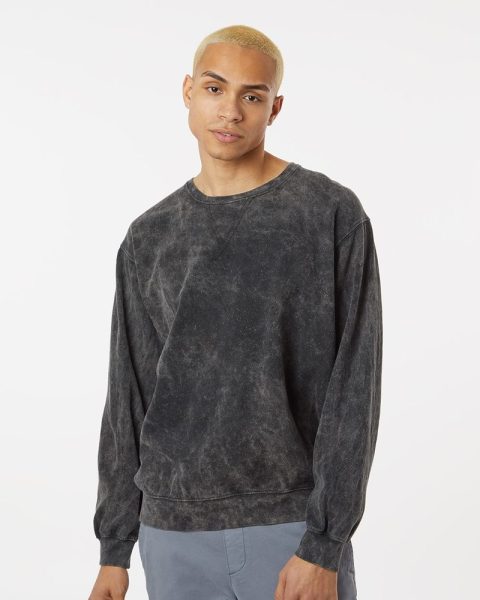 Dyenomite Men’s Premium Fleece Mineral Wash Crewneck Sweatshirt