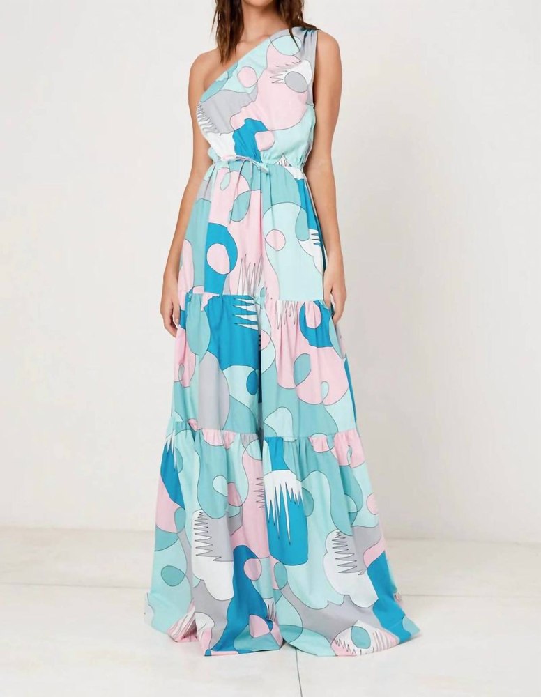 One Shoulder Tiered Maxi Dress In Palm Springs