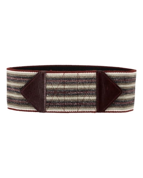 Isabel Marant Stripe Wide Belt in Burgundy Viscose and Leather