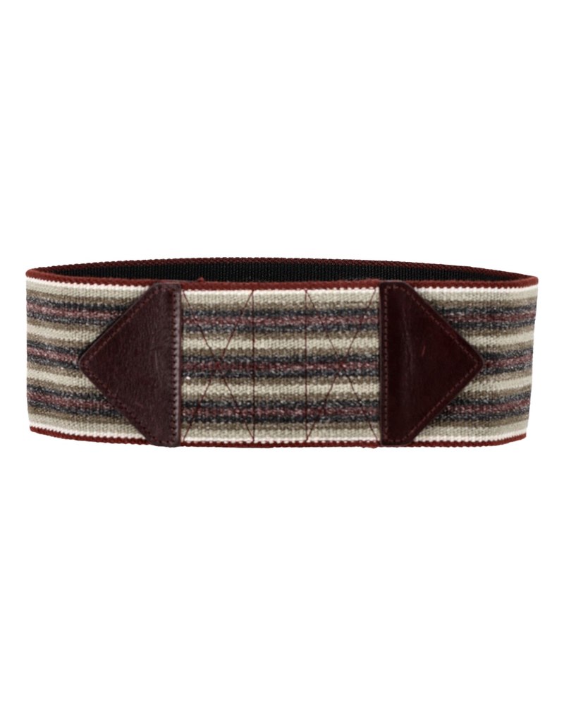 Isabel Marant Stripe Wide Belt in Burgundy Viscose and Leather
