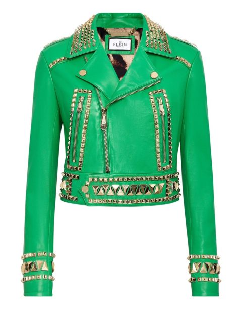 Cropped Leather Jacket Gothic Plein 7676781363260