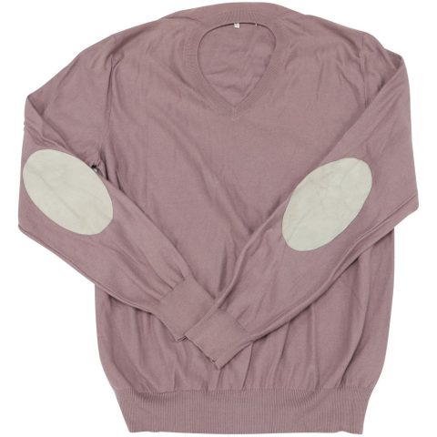 Maison Martin Margiela V neck Sweater with Elbow patches in Purple Cotton 7766628761660