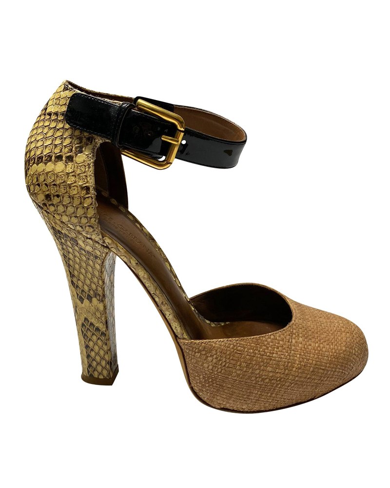 Dolce & Gabbana Animal Print D’Orsay Pumps in Beige Leather 7766638362684
