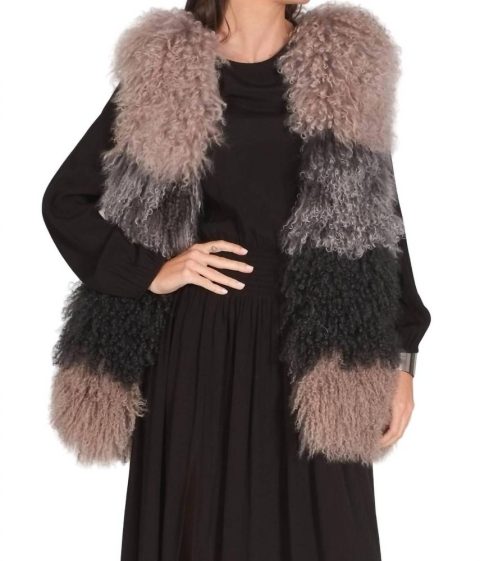Cara Mongolian Vest In Colorblock
