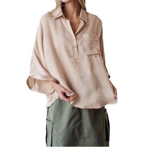 Oversized Dolman Sleeve Top In Champagne 7766643769404