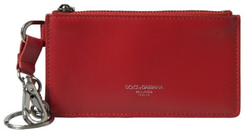 Dolce & Gabbana Leather Zip Card Holder Logo Men Keyring Men’s Wallet