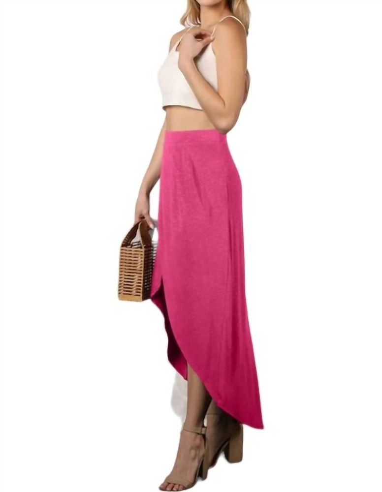 Hi-Low Open Front Maxi Skirt In Fuchsia 7766648422460