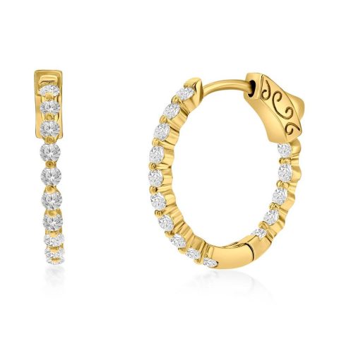 Sterling Silver or Gold Plated Over Sterling Silver 20mm Inside-Outside Round CZ Hoop Earrings 7197430513724
