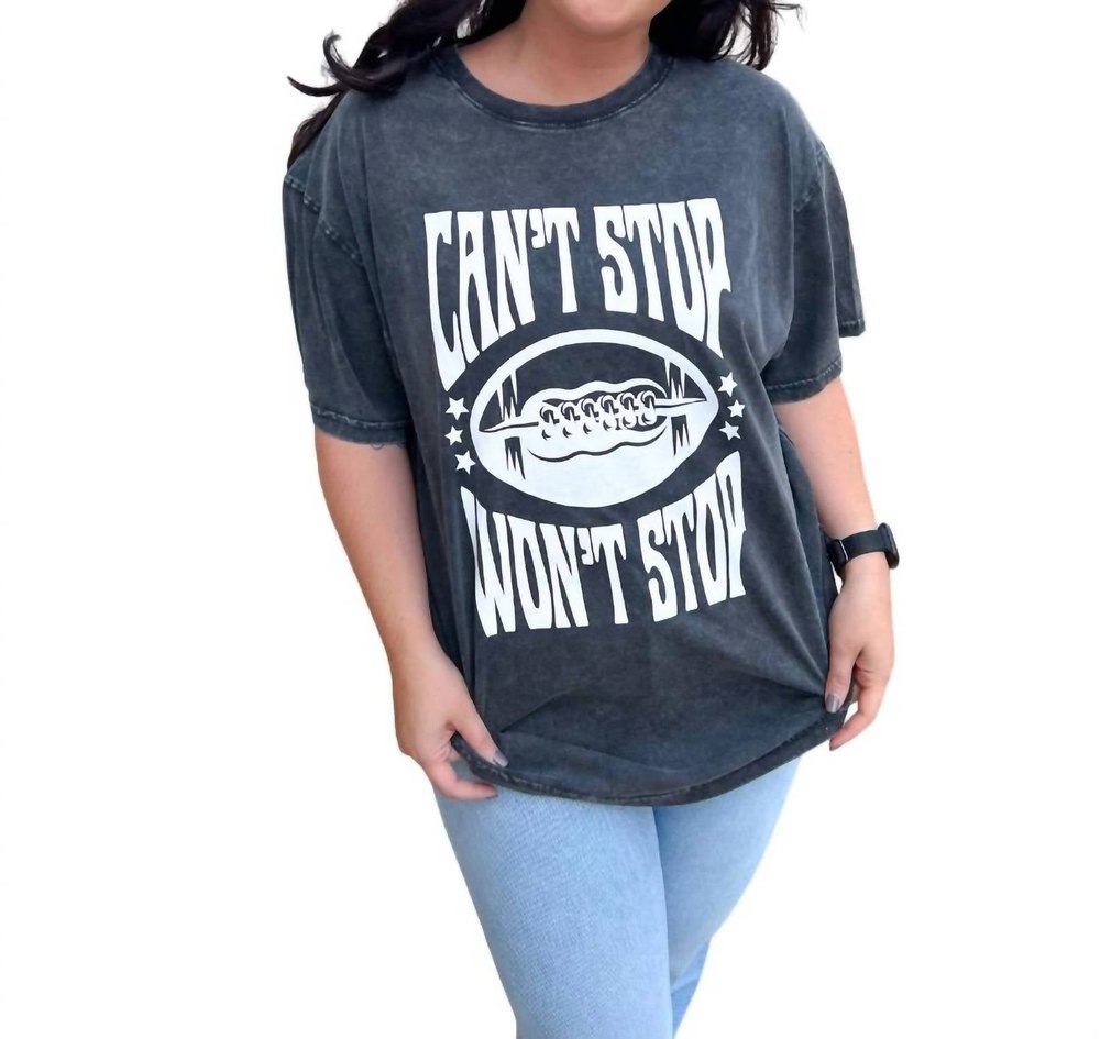 Can’t Stop Won’t Stop Rocker Tee In Washed Black